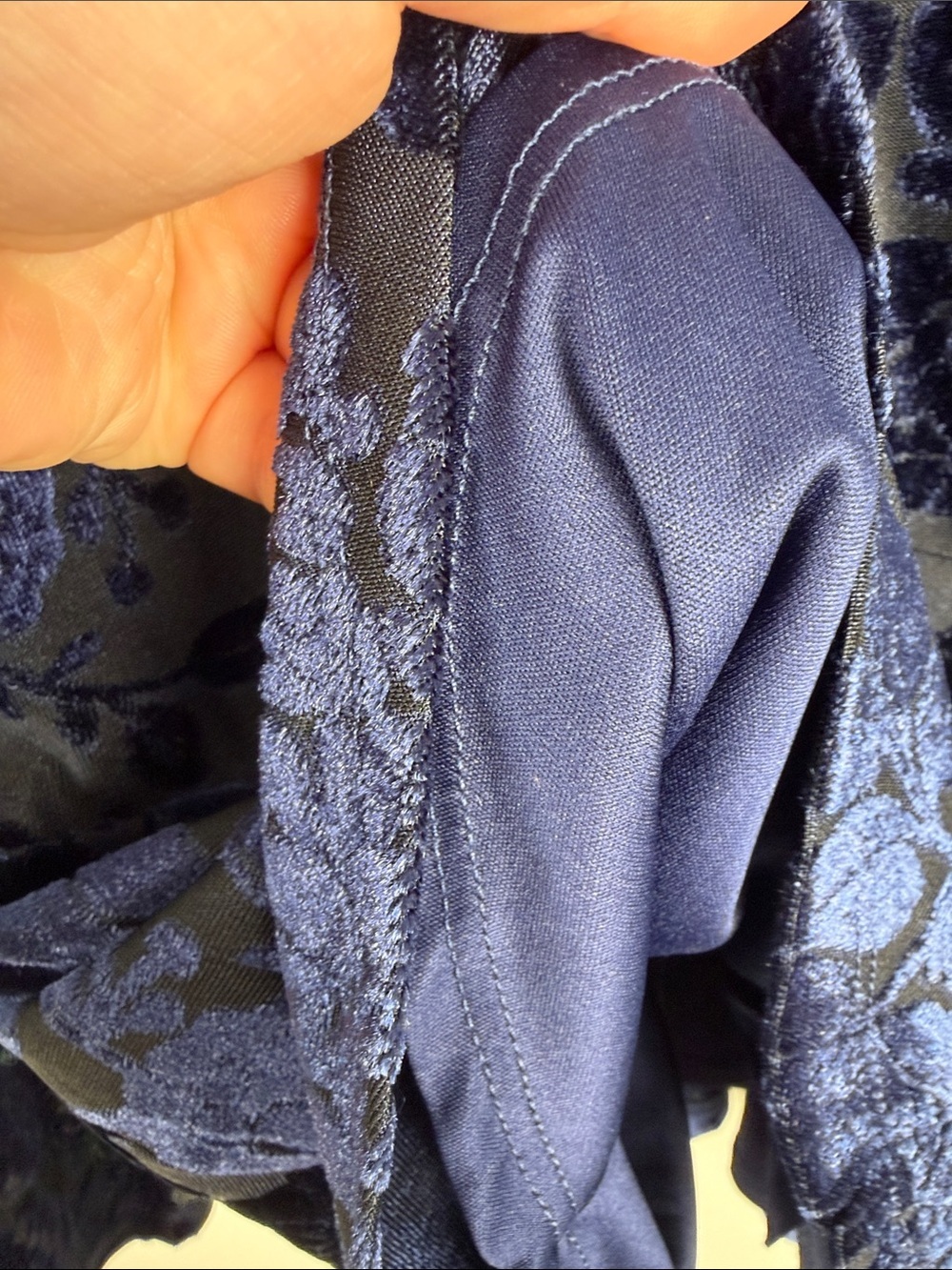 Spense Whimsigoth Witchy Dark Romantic Navy Velvet Burnout Peplum Top Size L - Picture 6 of 9